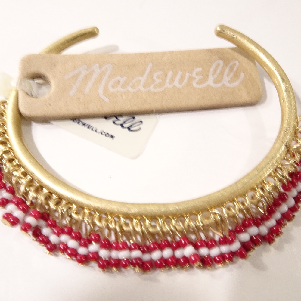 Madewell Beaded Fringe Cuff Bracelet NWT 24